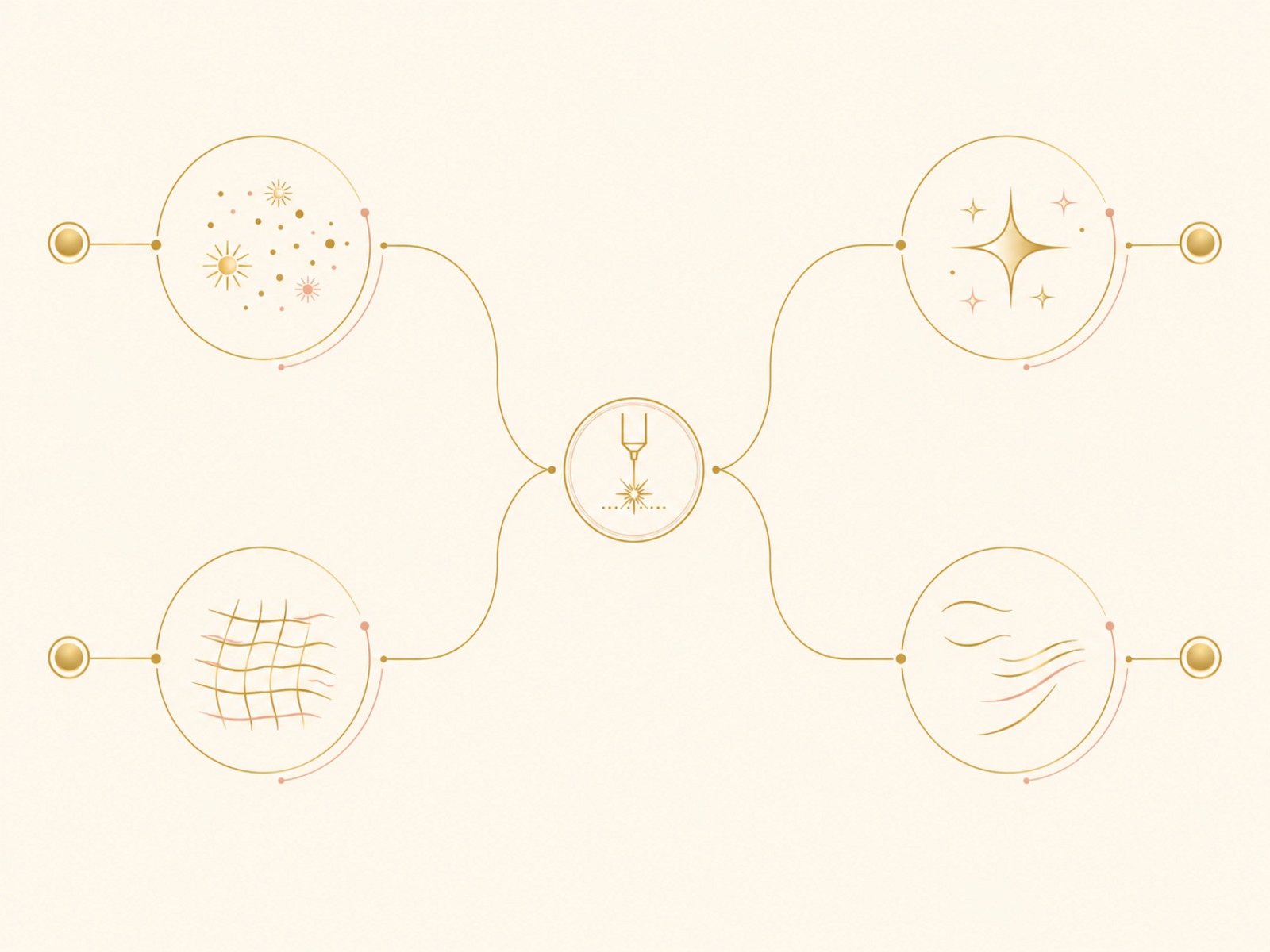 Decision map connecting four skin concerns to their treatment lanes